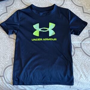 🐸 Under Armour Kids Dark Blue Tee with Neon Logo 🐸